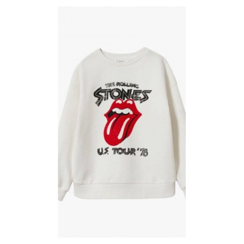 Jersey blanco estampado Rolling.